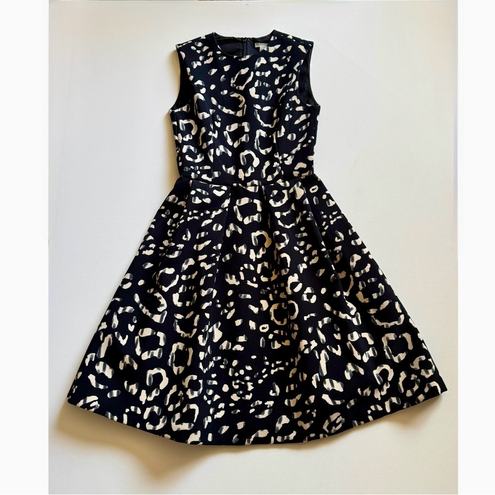 H&M Mini Dress Size 2 Black and Cream Leopard Print Scuba Date Night Cocktail